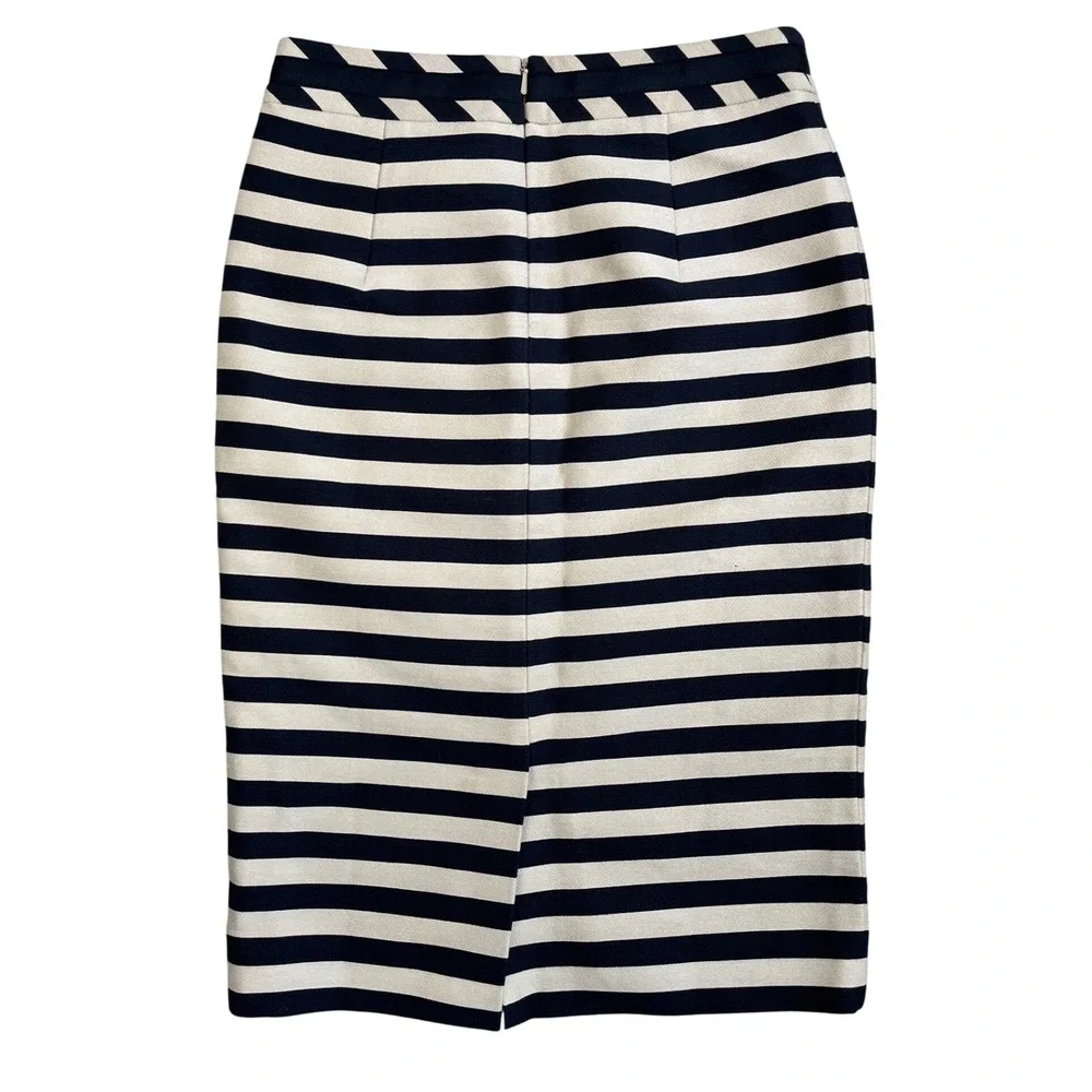 Boden Black Cream Horizontal Stripe‎ Pencil Skirt Womens US 2R Knee Length